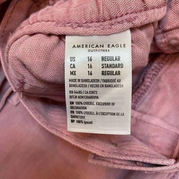 NWT American Eagle Super Hi-Rise Taper Utility Pants Womens Size 16 Pink Belted - Picture 9 of 16